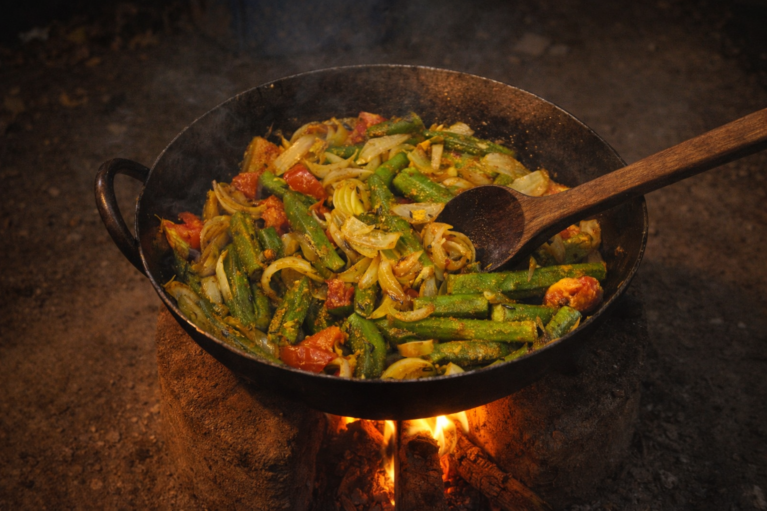 Colorful stir-fry vegetables cooking in a wok